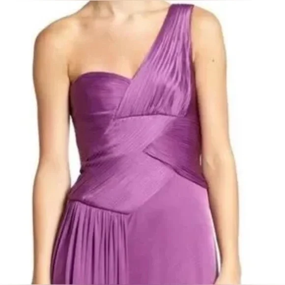 strapless open back dress Hallie One Shoulder Bow Maxi Dress / Lilac | Meshki